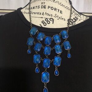 Blue Faceted Statement Bib Necklace - Women Jewelry
